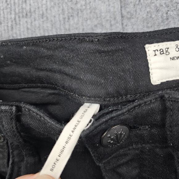 Rag & Bone Jeans Womens 24 Sofie Black High Rise Wide Leg Featherweight Classic - Picture 6 of 8